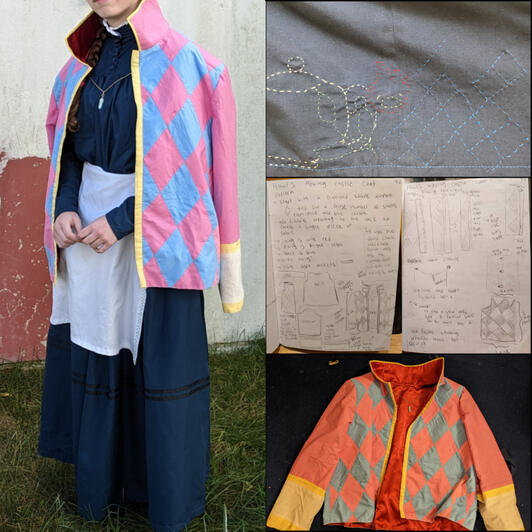 Cosplay of Sophie, from the movie Howl's Moving Castle. Entirely handmade replica of an outfit worn in the movie.