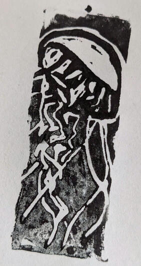 Jellyfish linocut